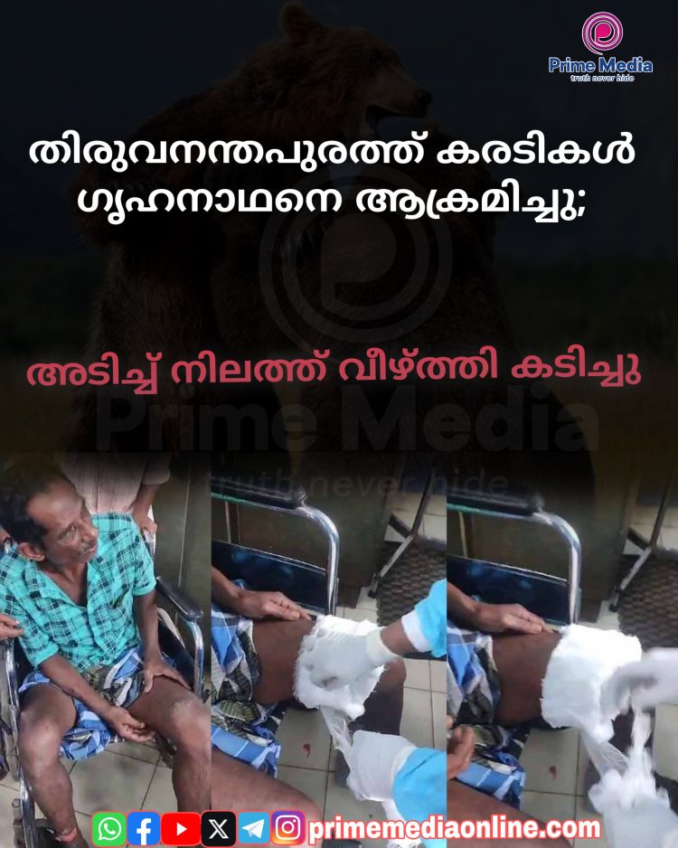 തിരുവനന്തപുരത്ത് കരടികൾ ഗൃഹനാഥനെ ആക്രമിച്ചു;