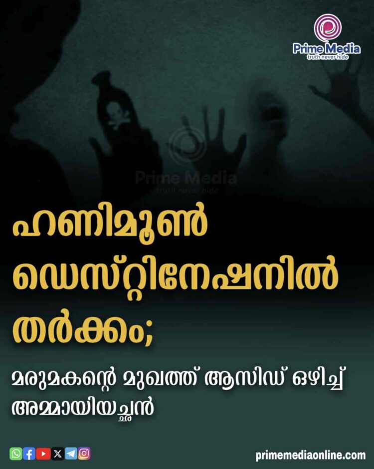 ഹണിമൂണ് ഡെസ്റ്റിനേഷനില് തര്ക്കം; മരുമകന്റെ മുഖത്ത് ആസിഡ് ഒഴിച്ച് അമ്മായിയച്ഛൻ