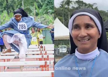 സ്വർണ മെഡൽ നേടി സിസ്റ്റർ സബീന വിസില്‍ മുഴങ്ങിയതോടെ കാണികളെ അമ്പരപ്പിക്കുന്ന മാസ്മരിക പ്രകടനം.